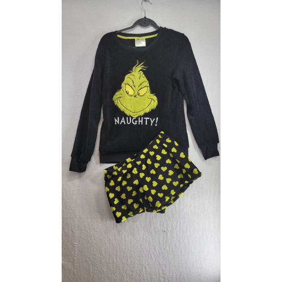 Dr Seuss The Grinch NAUGHTY Ugly Christmas Pajamas S/CH - Picture 1 of 10